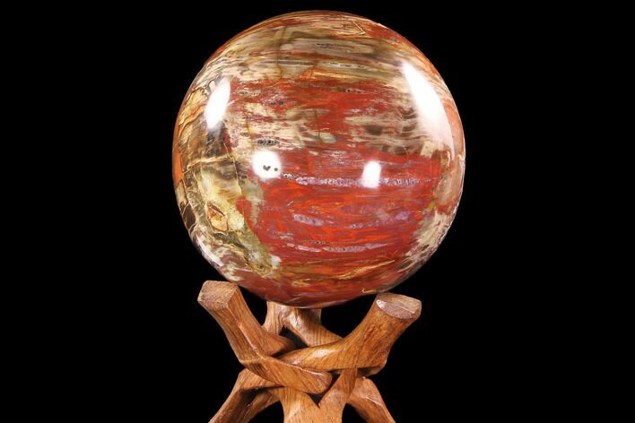 Large, Colorful Petrified Wood Sphere - Madagascar #88724